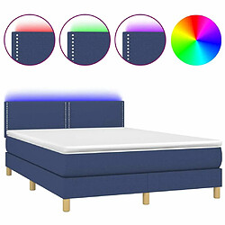 Sommier à lattes LED,Cadre à lattes de lit avec matelas pour Adulte Bleu 140x200 cm Tissu -MN96924