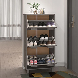 vidaXL Armoire à chaussures HAMAR Gris clair 59,5x35x117 cm Pin massif pas cher