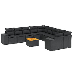 Maison Chic Salon de jardin 11 pcs avec coussins, Ensemble Tables et chaises d'extérieur noir résine tressée -GKD905517