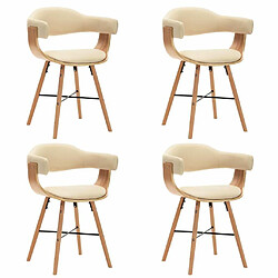 Maison Chic Lot de 4 Chaises à manger,Chaise pour cuisine crème similicuir et bois courbé -MN77799