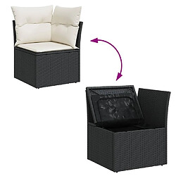 Avis vidaXL Salon de jardin 8 pcs avec coussins noir résine tressée