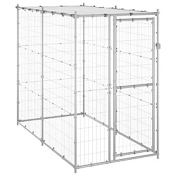 Helloshop26 Chenil extérieur cage enclos parc animaux chien extérieur acier galvanisé avec toit 110 x 220 x 180 cm 02_0000431