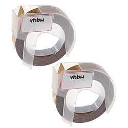 vhbw 2x Rubans de marquage 3D compatible avec Dymo 1765, 1805, 1855, Jet, Junior, Mini imprimante d'étiquettes 9mm Blanc sur Or 