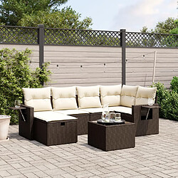 vidaXL Salon de jardin avec coussins 6 pcs marron résine tressée