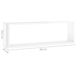 vidaXL Étagère cube murale 2 pcs Blanc brillant 80x15x26,5cm pas cher