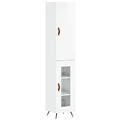 Maison Chic Buffet,Meuble de Rangement,commode pour salon,Cuisine Blanc brillant 34,5x34x180 cm Bois d'ingénierie -MN51411