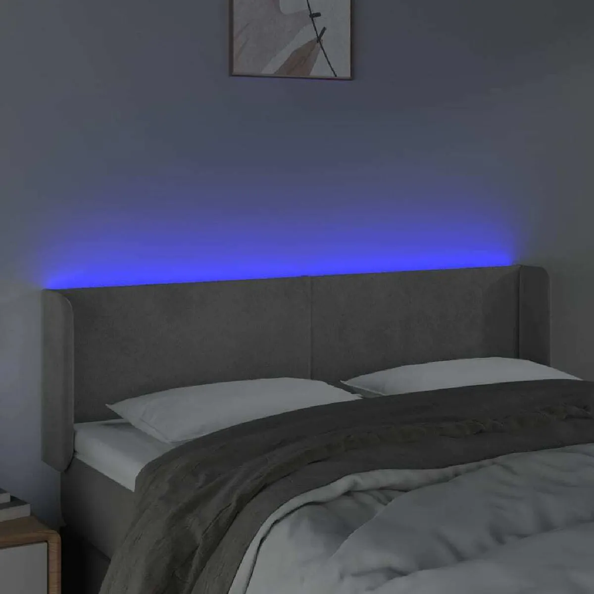 Avis Maison Chic Tête de lit scandinave à LED,meuble de chambre Gris clair 147x16x78/88 cm Velours -MN76414