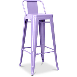 ICONIK INTERIOR Tabouret de bar avec petit dossier Stylix design industriel en Métal - 76 cm - Nouvelle édition Violet pastel 