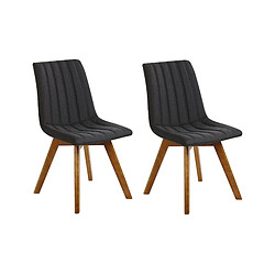 Beliani Chaise de salle à manger Set de 2 Tissu Noir CALGARY