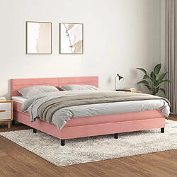 Maison Chic Lit Adulte - Lit simple Lit à sommier tapissier avec matelas moelleux - Meuble de Chambre - Rose 160x200 cm Velours -MN82792