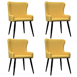 vidaXL Chaises à manger lot de 4 jaune tissu