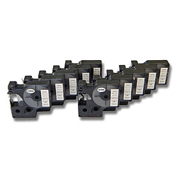 vhbw 10x cassette à bande cartouche 6mm noir sur blanc pour imprimante d´étiquette Dymo LabelManager 160, 210D remplace Dymo D1, 43613. 