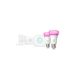 Kit de démarrage 2 ampoules connectées Philips Hue White et Color Ambiance E27 9 W avec capteurs de contact Blanc