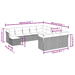 Avis vidaXL Salon de jardin avec coussins 12 pcs gris clair résine tressée