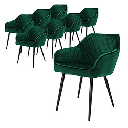 ML-Design Lot de 8x chaises de salle à manger rembourré en velours fauteuils salon vert 