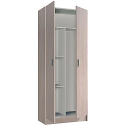 Armoire multi-usages avec 2 portes en bois couleur chêne - Dim : H180 x L73 x P37 cm -PEGANE-