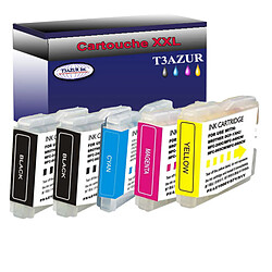 T3Azur Lot de 5 Cartouches compatibles Brother MFC-5460CN, MFC-5860CN, MFC-630CD, LC1000XL