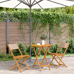 vidaXL Ensemble de bistro 3 pcs taupe tissu et bois massif 