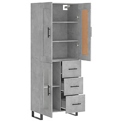 Avis vidaXL Buffet haut Gris béton 69,5x34x180 cm Bois d'ingénierie