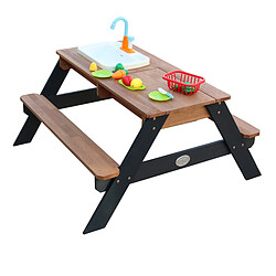 AXI Emily Table Sable et Eau en Bois Anthracite & Marron | Table d'eau avec couvercle, boîtes de rangement & jeu évier de cuisine | Table de Jeu Enfant à Eau pour le jardin