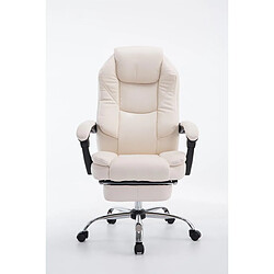 Decoshop26 Fauteuil de bureau ergonomique en synthétique crème avec repose-pieds et accoudoirs BUR10377