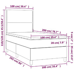 vidaXL Sommier à lattes de lit avec matelas Cappuccino 100x200 cm pas cher