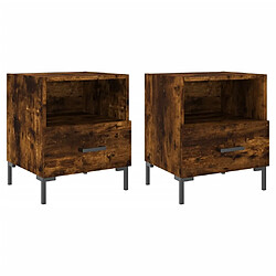 Maison Chic Lot de 2 Tables de chevet - Tables de Nuit chêne fumé 40x35x47,5cm bois d’ingénierie