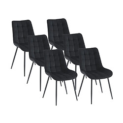 Vente-Unique Lot de 6 chaises matelassées - Velours et métal - Noir - OLLUA 