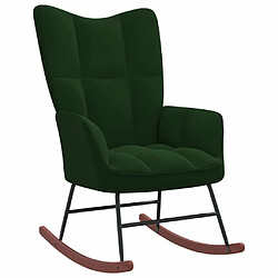 Maison Chic Chaise à bascule avec repose-pied | Fauteuil Relax Vert foncé Velours -GKD75491 pas cher