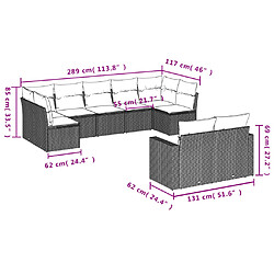 vidaXL Salon de jardin avec coussins 9 pcs marron résine tressée pas cher