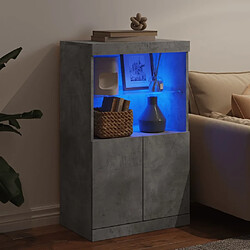 Acheter Maison Chic Commode Buffet - Meuble de rangement avec lumières LED gris béton 60,5x37x100 cm -GKD72241