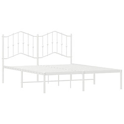 Acheter Maison Chic Lit adulte 150x200cm- Cadre de lit métal avec tête de lit pour chambre blanc -MN51876