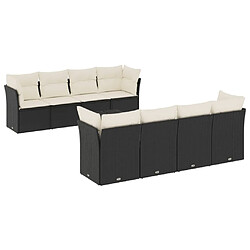 Maison Chic Ensemble Tables et chaises d'extérieur 9 pcs avec coussins,Salon de jardin noir résine tressée -GKD550622