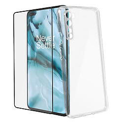 Avizar Coque OnePlus Nord Souple et Film Verre Trempé Dureté 9H Contour noir