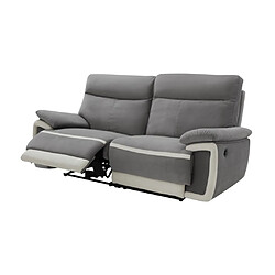 Acheter Vente-Unique Canapé 3 places relax électrique en velours METTI - Gris et bandes écru