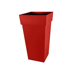 Pot de fleur carré Toscane 39 x H.65 cm - Rouge rubis - Eda