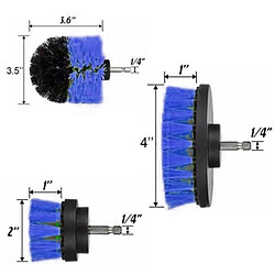 Avis Wewoo Kit de 3 brosses nettoyage cuisine salle bains pour perceuse électrique (bleu)