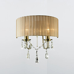 Luminaire Center Applique murale Olivia avec interrupteur avec Abat jour bronze 2 Ampoules laiton antique/cristal