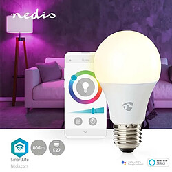 NEDIS Ampoule LED Connectée multi couleurs Wi-Fi E27 806 lm 9 W Blanc chaud à frais RGB 2700 - 6500 K Android™ / IOS + Télécommande