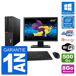 PC Lenovo M800 SFF Ecran 22" Intel G4400 RAM 8Go Disque 500Go Windows 10 Wifi - Occasion