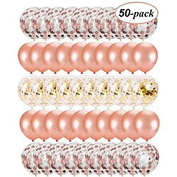 Euro Mega 50 PCS Rose Or Ballons Confettis Ballons Fête Ballon pour Décorations d'anniversaire, Mariage, fête de bricolage