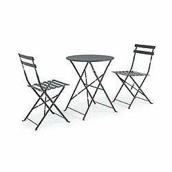 Mes Ensemble de balcon table et 2 chaises en acier anthracite - BACA