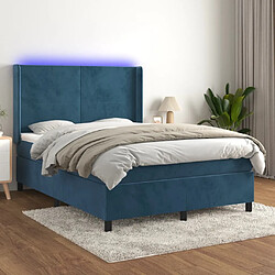 vidaXL Sommier à lattes de lit matelas et LED Bleu foncé 140x200 cm 