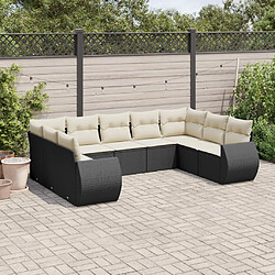 Maison Chic Ensemble Tables et chaises d'extérieur 9 pcs avec coussins,Salon de jardin noir résine tressée -GKD922912