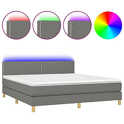 vidaXL Sommier à lattes de lit et matelas et LED Gris foncé 160x200 cm