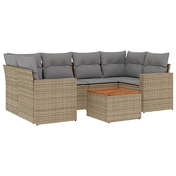 vidaXL Salon de jardin avec coussins 7pcs mélange beige résine tressée