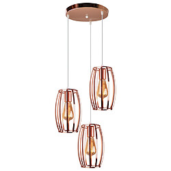 Stoex Suspensions Luminaires Industriel Luminaire 3 Cage forme Olive , Or rose Lustre Abat-jour en Style Nordique E27 Noir pour Décor Restaurant Salle Chambre 