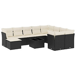 Maison Chic Salon de jardin 11 pcs avec coussins, Ensemble Tables et chaises d'extérieur noir résine tressée -GKD751347