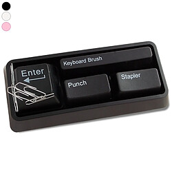 Totalcadeau Kit accessoires bureau clavier : brossette, perforatrice, agrafeuse blanc