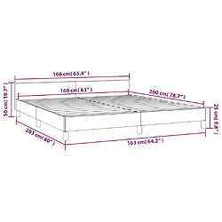 vidaXL Cadre de lit avec tête de lit sans matelas gris 160x200 cm pas cher